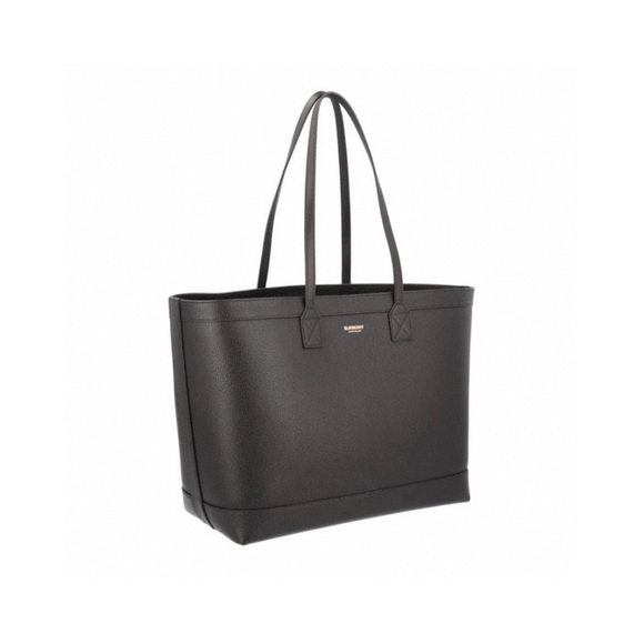 Burberry check details leather tote bag with logo - Picture 7 of 9